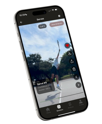 AceTrackr app running on an iPhone showing serve replay